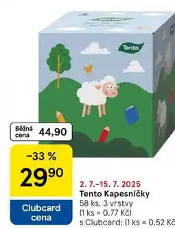 Tesco Tento Kapesníčky, 58 ks, 3 vrstvy nabídka