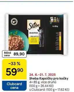 Tesco Sheba Kapsičky pro kočky, 4× 85 g, více druhů nabídka