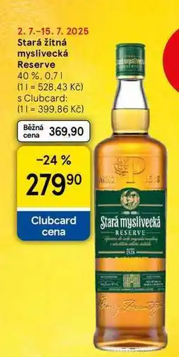 Tesco Stará žitná myslivecká Reserve 40 %, 0.7 l nabídka