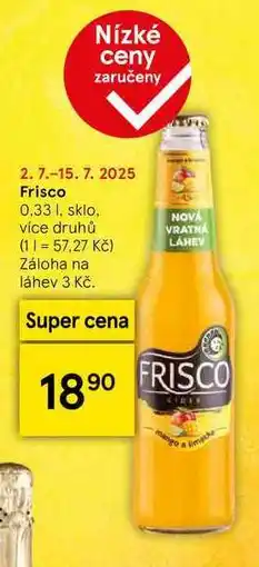 Tesco Frisco, 0,33 l, sklo nabídka