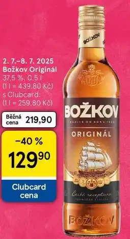 Tesco Božkov Originál 37,5 %, 0,5 l nabídka