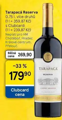 Tesco Tarapacá Reserva, 0.75 l, více druhů nabídka