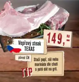 Maso Třebovle Vepřový steak texas nabídka