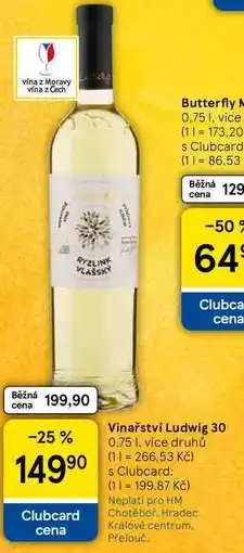 Tesco Vinařství Ludwig 30, 0.75 l, více druhů nabídka