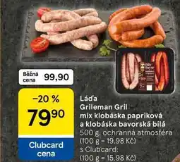 Tesco Lád'a Grileman Gril mix klobáska papriková a klobáska bavorská bílá, 500 g nabídka