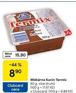 Tesco Mlékárna Kunín Termix, 90 g, více druhů nabídka
