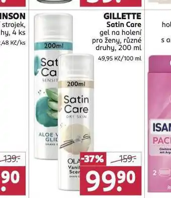 Rossmann Gillette satin care gel na holení nabídka