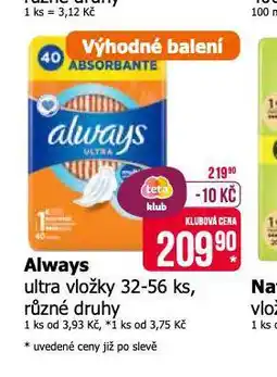 Teta Always dámské vložky nabídka