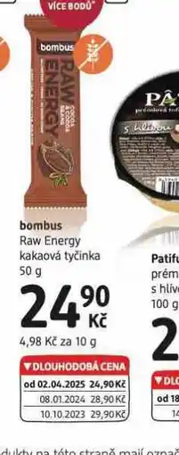 dm drogerie Bombus raw energy kakaová tyčinka nabídka