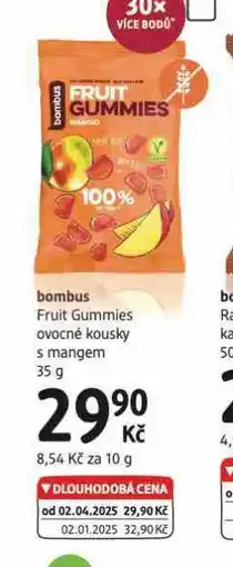 dm drogerie Bombus fruit gummies ovocné kousky s mangem nabídka