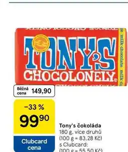 Tesco Tony's čokoláda, 180 g, více druhů nabídka