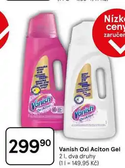 Tesco Vanish Oxi Aciton Gel, 2 l, dva druhy nabídka
