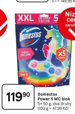Tesco Domestos Power 5 WC blok, 5x 50 g, dva druhy nabídka