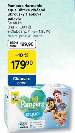 Tesco Pampers Harmonie aqua Dětské vlhčené ubrousky Tlapková patrola, 3x 48 ks nabídka