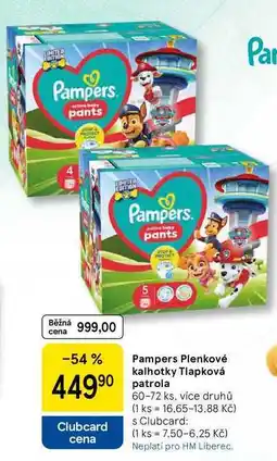 Tesco Pampers Plenkové kalhotky Tlapková patrola, 60-72 ks, více druhů nabídka