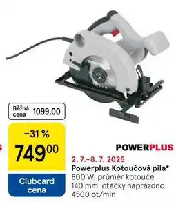 Tesco Powerplus Kotoučová pila, 800 W, průměr kotouče 140 mm, otáčky naprázdno 4500 ot/min nabídka