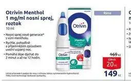 Benu Otrivin menthol nosní sprej149 nabídka