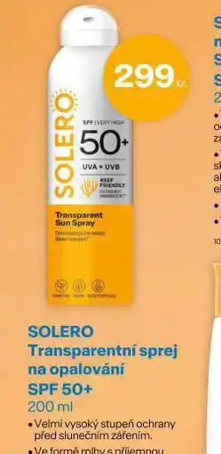 Benu Solero transparentní sprej na opalování of 50+ nabídka