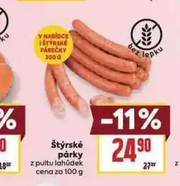 Billa Štýrské párečky nabídka