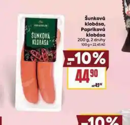 Billa Papriková klobása nabídka