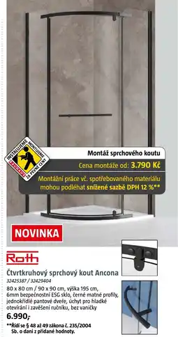 Bauhaus Čtvrtkruhový sprchový kout Ancona nabídka