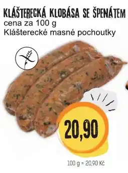 Konzum KLÁŠTERECKÁ KLOBÁSA SE ŠPENÁTEM nabídka