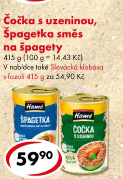 CBA Čočka s uzeninou, Spagetka směs na špagety nabídka