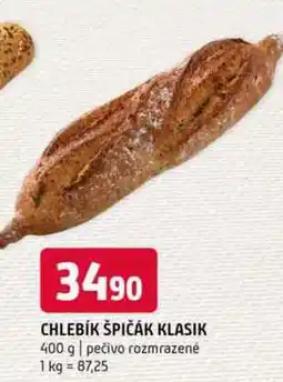 Terno Chlebík špičák klasik 400 g pečivo rozmrazené nabídka