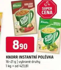Terno Knorr instantní polévka 16-21g vybrané druhy nabídka