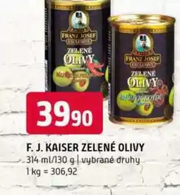 Terno F. J. kaiser zelené olivy 314 ml/130 g vybrané druhy nabídka