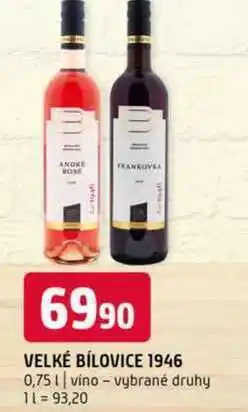 Terno Velké bílovice 1946 0,75l vino vybrané druhy nabídka