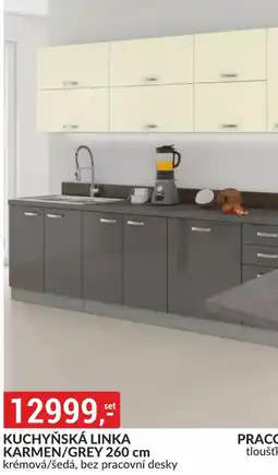 Baumax KUCHYŇSKÁ LINKA KARMEN/GREY 260 cm krémová/šedá, bez pracovní desky nabídka