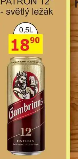 BENE Nápoje Gambrinus 12° PATRON 0,5l nabídka