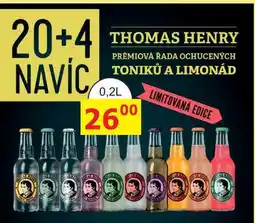 BENE Nápoje THOMAS HENRY PRÉMIOVÁ ŘADA OCHUCENÝCH TONIKŮ A LIMONÁD 0,2L nabídka
