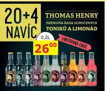 BENE Nápoje THOMAS HENRY PRÉMIOVÁ ŘADA OCHUCENÝCH TONIKŮ A LIMONÁD 0,2L nabídka