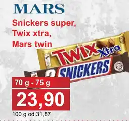 PLUS JIP Snickers super, Twix xtra, Mars twin nabídka