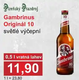 PLUS JIP Gambrinus Originál 10 světlé výčepní nabídka