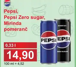 PLUS JIP Pepsi, Pepsi Zero sugar, Mirinda pomeranč nabídka