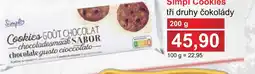 PLUS JIP Simpl Cookies tři druhy čokolády nabídka