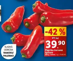 Lidl PAPRIKA ČERVENÁ ŠPIČATÁ nabídka