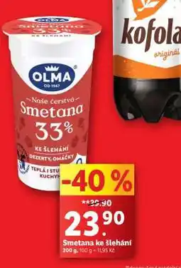 Lidl Smetana ke šlehání nabídka