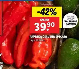 Lidl PAPRIKA ČERVENÁ ŠPIČATÁ nabídka