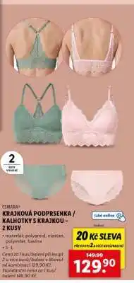 Lidl ESMARA Krajková podprsenka / Kalhotky s krajkou - 2 kusy nabídka