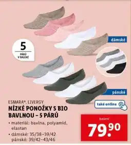 Lidl NÍZKÉ PONOŽKY S BIO BAVLNOU 5 PÁRŮ nabídka