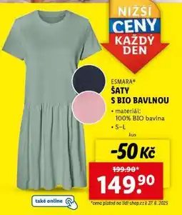 Lidl ESMARA ŠATY S BIO BAVLNOU nabídka