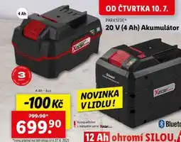 Lidl PARKSIDE 20 V (4 Ah) Akumulátor nabídka