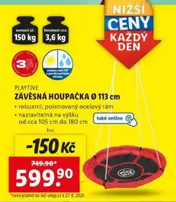 Lidl PLAYTIVE ZÁVĚSNÁ HOUPAČKA Ø 113 cm nabídka