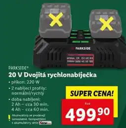 Lidl PARKSIDE 20 V Dvojitá rychlonabíječka nabídka