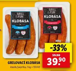Lidl Grilovací klobása nabídka