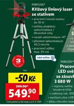 Lidl PARKSIDE KŘÍŽOVÝ LINIOVÝ LASER SE STATIVEM nabídka